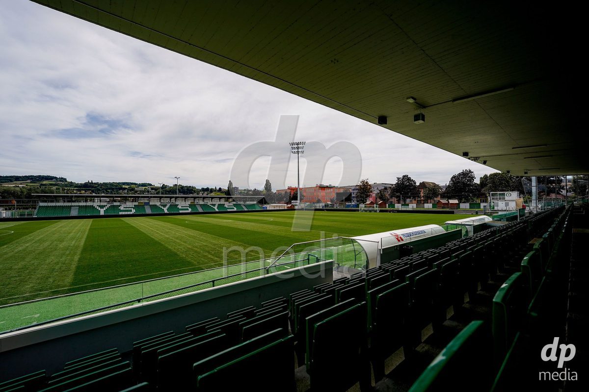 Yverdon-les-Bains, Switzerland - August 29: Panoramic view of Stade Municipal prior to the AXA Women's Super League match between FC Yverdon Women and GC Frauenfussball at Stade Municipal on August 29, 2026 in Yverdon-les-Bains, Switzerland.
