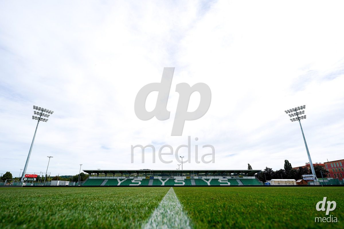 Yverdon-les-Bains, Switzerland - August 29: Panoramic view of Stade Municipal prior to the AXA Women's Super League match between FC Yverdon Women and GC Frauenfussball at Stade Municipal on August 29, 2026 in Yverdon-les-Bains, Switzerland.
