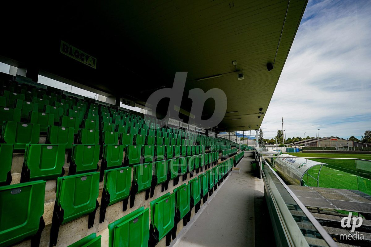 Yverdon-les-Bains, Switzerland - August 29: Panoramic view of Stade Municipal prior to the AXA Women's Super League match between FC Yverdon Women and GC Frauenfussball at Stade Municipal on August 29, 2026 in Yverdon-les-Bains, Switzerland.