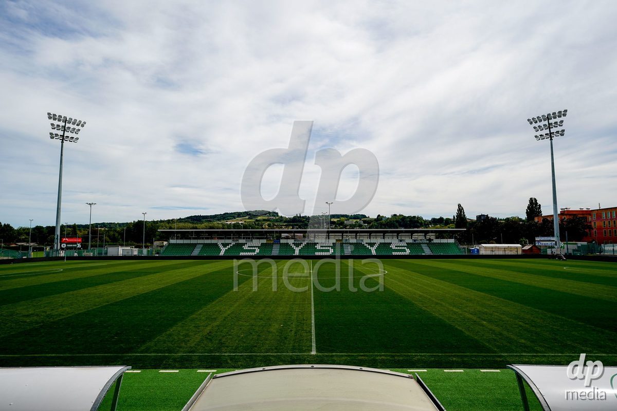 Yverdon-les-Bains, Switzerland - August 29: Panoramic view of Stade Municipal prior to the AXA Women's Super League match between FC Yverdon Women and GC Frauenfussball at Stade Municipal on August 29, 2026 in Yverdon-les-Bains, Switzerland.