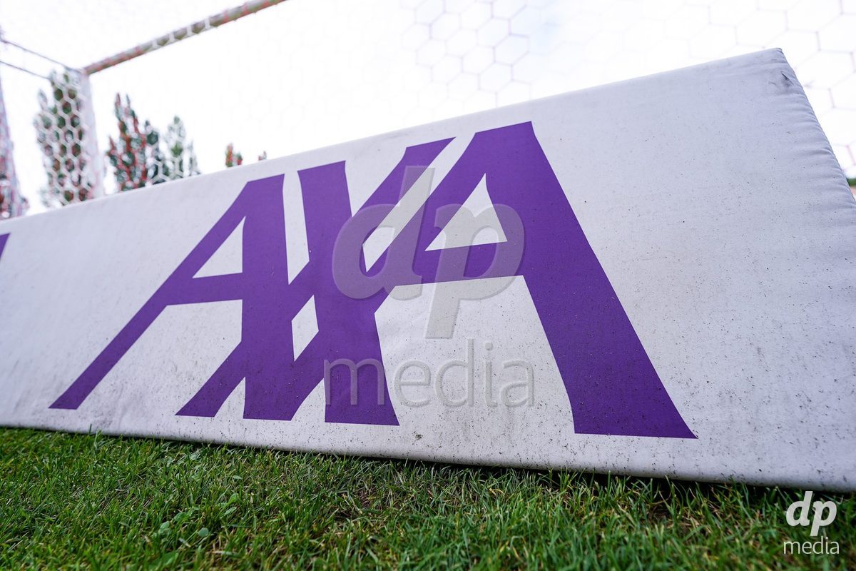 Geneva, Switzerland - August 29: General view of the AXA sponsor board prior to the AXA Women's Super League match between Servette FC Chenois Feminin and FC Basel 1893 at Stade de Trois-Chene on August 29, 2026 in Geneva, Switzerland.