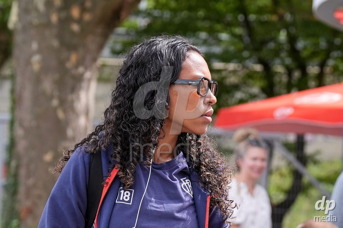 Geneva, Switzerland - August 29: Coumba Louisa Sow of FC Basel arrives during the AXA Women's Super League match between Servette FC Chenois Feminin and FC Basel 1893 at Stade de Trois-Chene on August 29, 2026 in Geneva, Switzerland.