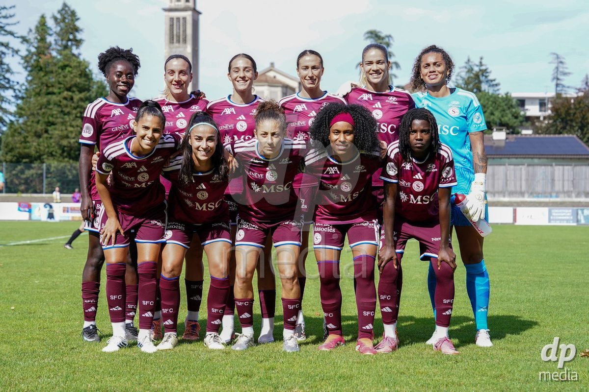 Geneva, Switzerland - August 29: Starting XI of Servette pose for a photo during the AXA Women's Super League match between Servette FC Chenois Feminin and FC Basel 1893 at Stade de Trois-Chene on August 29, 2026 in Geneva, Switzerland.