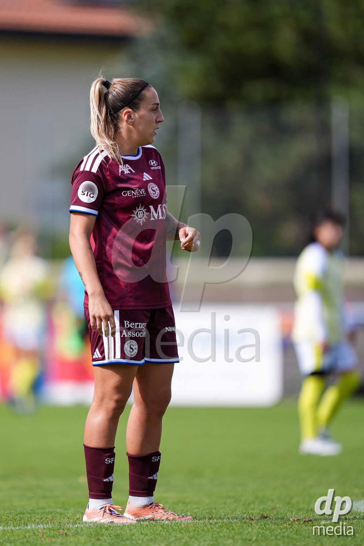 Geneva, Switzerland - August 29: Gloria Marinelli of Servette looks on during the AXA Women's Super League match between Servette FC Chenois Feminin and FC Basel 1893 at Stade de Trois-Chene on August 29, 2026 in Geneva, Switzerland.