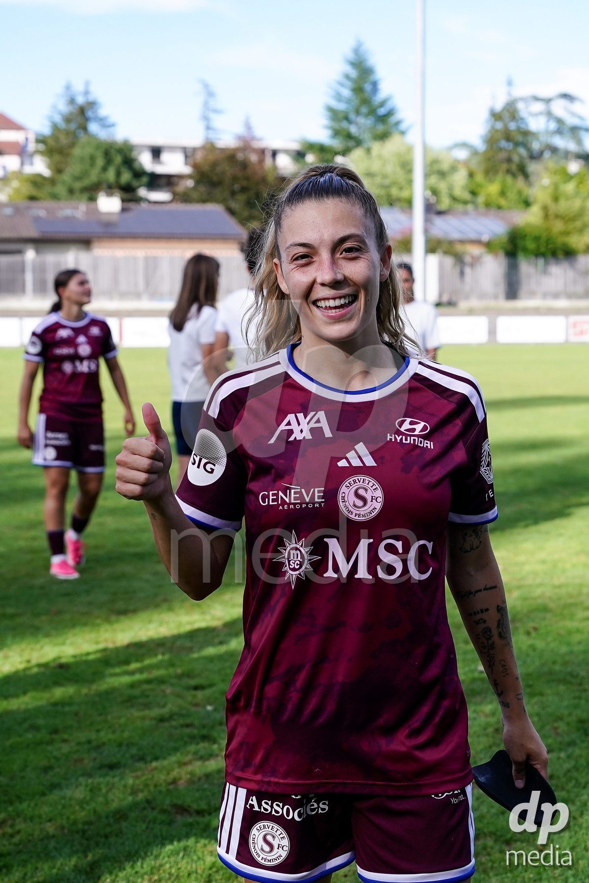 Geneva, Switzerland - August 29: Ascension Martinez Salinas of Servette FC Chenois Feminin celebrates the victory during the AXA Women's Super League match between Servette FC Chenois Feminin and FC Basel 1893 at Stade de Trois-Chene on August 29, 2026 in Geneva, Switzerland.