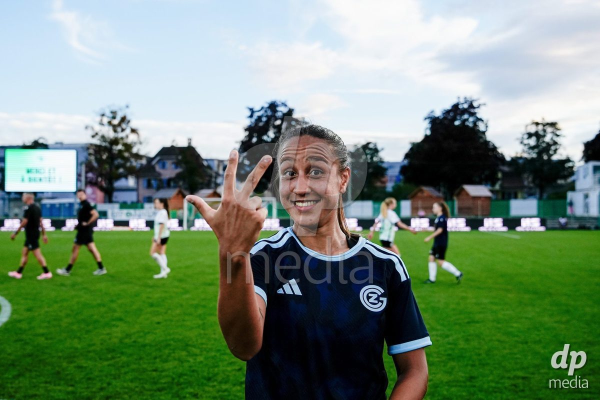Yverdon-les-Bains, Switzerland - August 29: Players of GC Frauenfussball after winning the match the AXA Women's Super League match between FC Yverdon Women and GC Frauenfussball at Stade Municipal on August 29, 2026 in Yverdon-les-Bains, Switzerland.