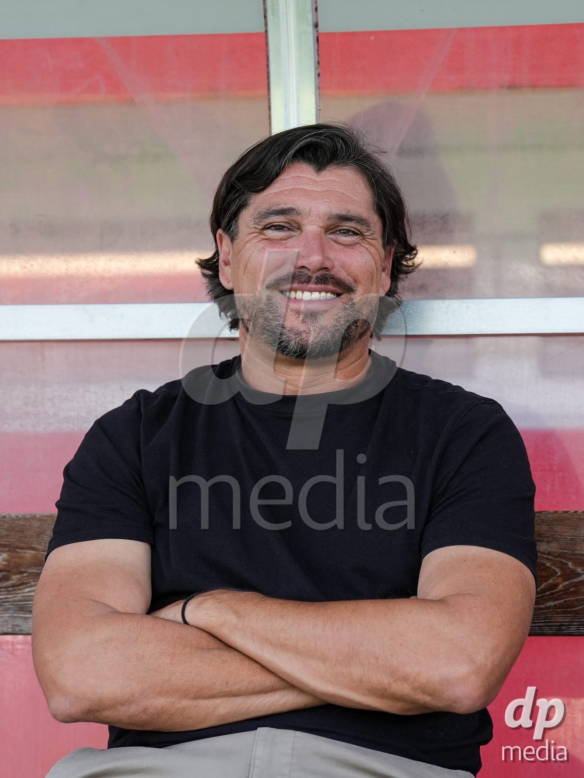 Geneva, Switzerland - August 29: Portrait (headshot/close up) of Cristian Damian Toro, Head Coach of Servette FC Chenois Feminin,  during the AXA Women's Super League match between Servette FC Chenois Feminin and FC Basel 1893 at Stade de Trois-Chene on August 29, 2026 in Geneva, Switzerland.