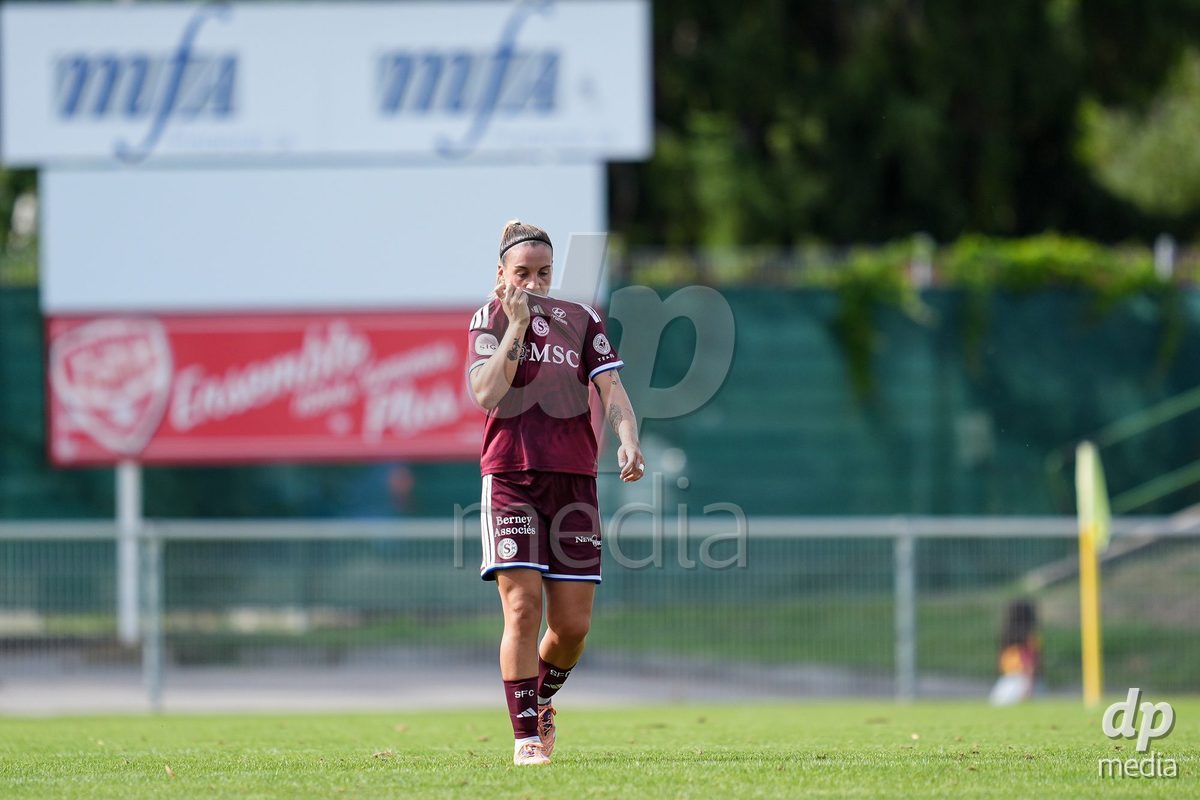 Geneva, Switzerland - August 29: Gloria Marinelli of Servette FC Chenois Feminin reacts during the AXA Women's Super League match between Servette FC Chenois Feminin and FC Basel 1893 at Stade de Trois-Chene on August 29, 2026 in Geneva, Switzerland.