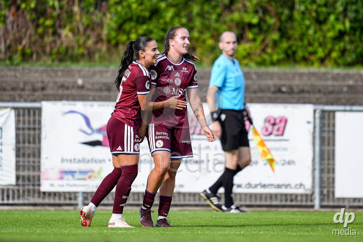 Geneva, Switzerland - August 29: Magdalena Izabela Sobal of Servette FC Chenois Feminin celebrates after scoring her team's second goal during the AXA Women's Super League match between Servette FC Chenois Feminin and FC Basel 1893 at Stade de Trois-Chene on August 29, 2026 in Geneva, Switzerland.