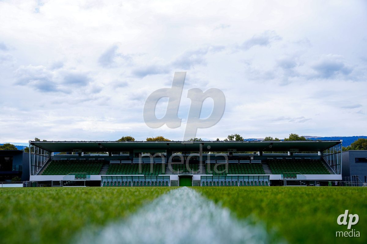 Yverdon-les-Bains, Switzerland - August 29: Panoramic view of Stade Municipal prior to the AXA Women's Super League match between FC Yverdon Women and GC Frauenfussball at Stade Municipal on August 29, 2026 in Yverdon-les-Bains, Switzerland.