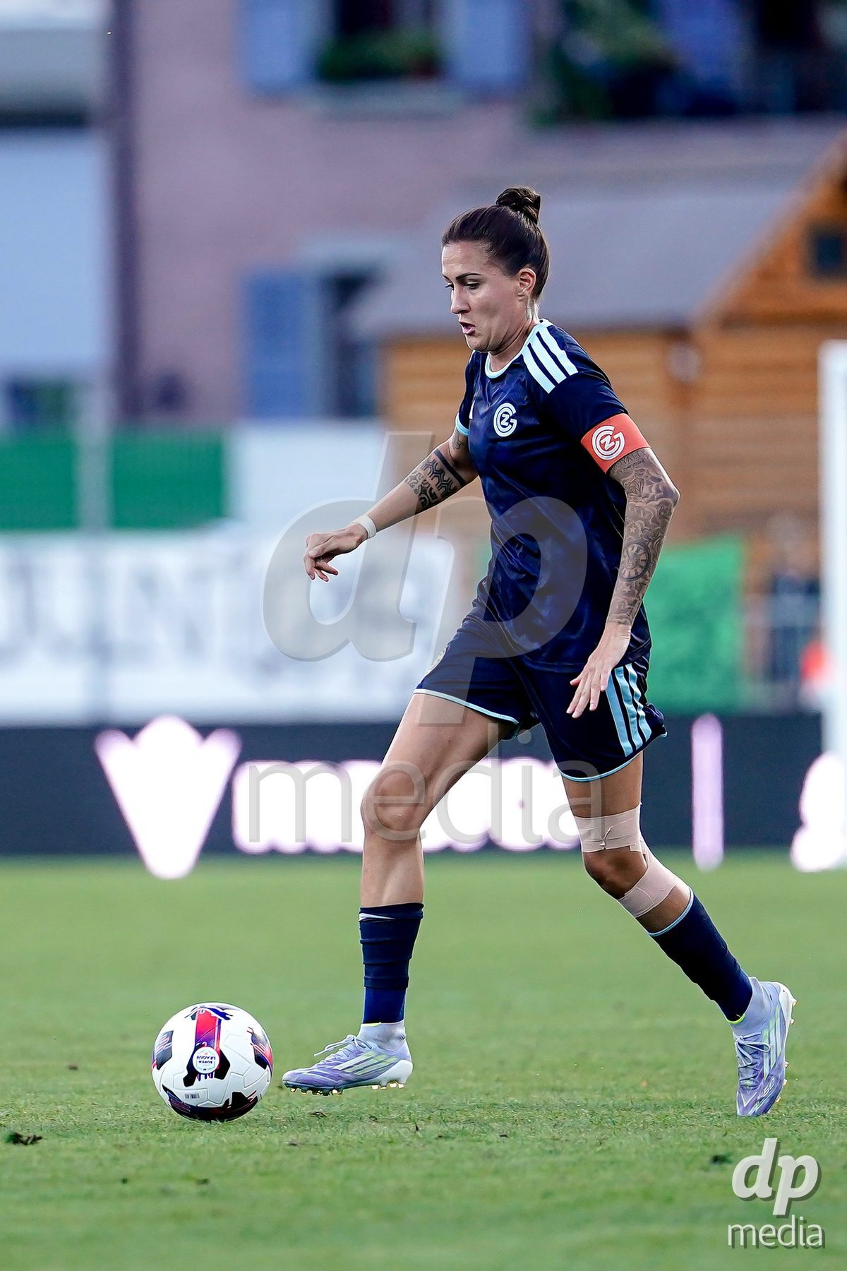 Yverdon-les-Bains, Switzerland - August 29: Melanie Muller of GC Frauenfussball in action during the AXA Women's Super League match between FC Yverdon Women and GC Frauenfussball at Stade Municipal on August 29, 2026 in Yverdon-les-Bains, Switzerland.