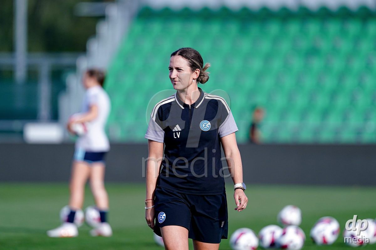 Yverdon-les-Bains, Switzerland - August 29: Laura Vetterlein, Head Coach of GC Frauenfussball during the AXA Women's Super League match between FC Yverdon Women and GC Frauenfussball at Stade Municipal on August 29, 2026 in Yverdon-les-Bains, Switzerland.