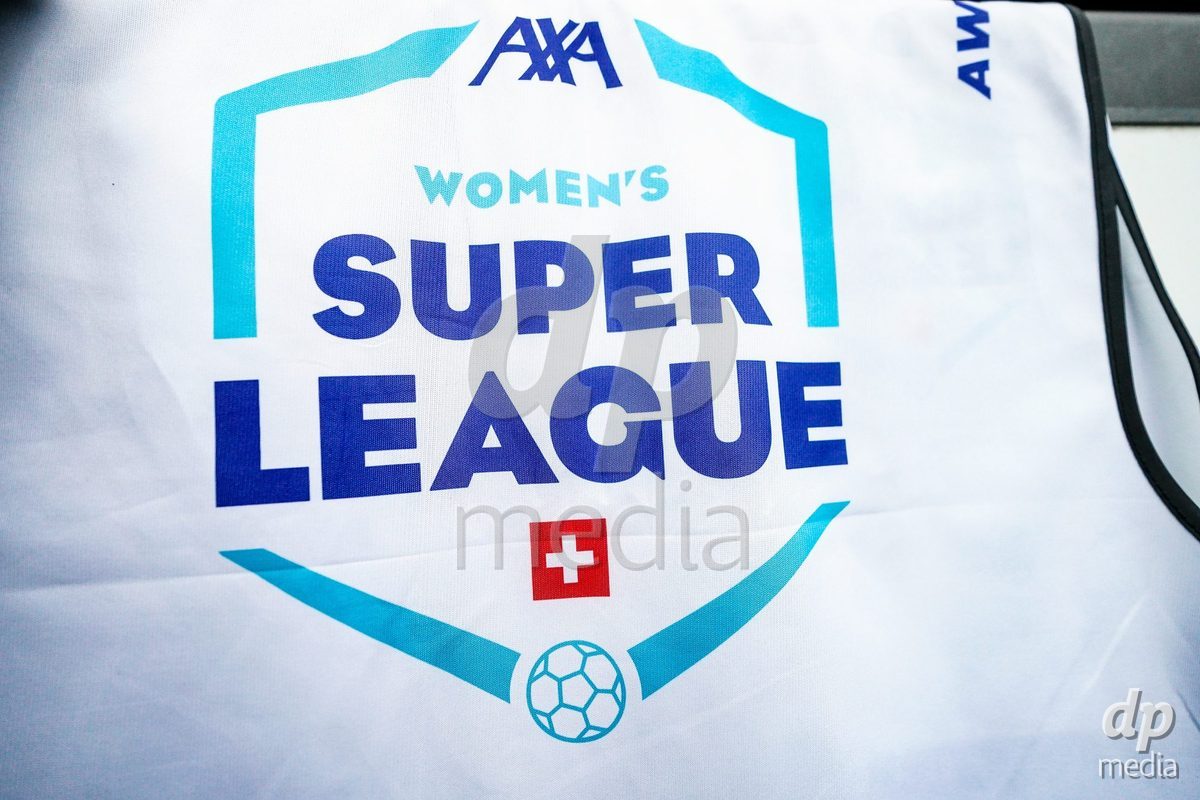 Luzern, Switzerland - August 28: General view of the AWSL logo shown on a photo bib prior to the AXA Women's Super League match between FC Luzern and FC St. Gallen 1879 at thermoplan arena on August 28, 2026 in Luzern, Switzerland.