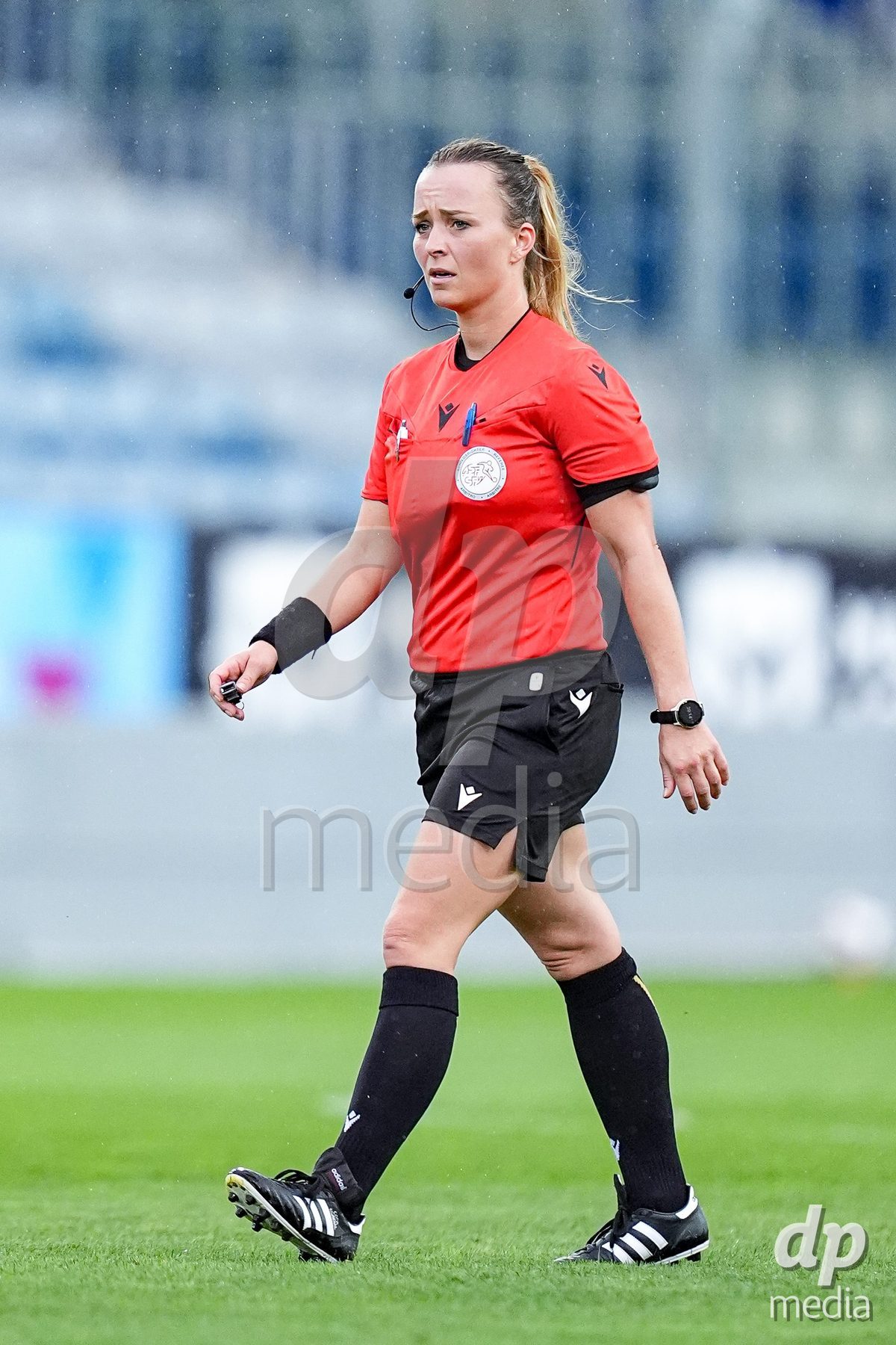 Luzern, Switzerland - August 28: Portrait (headshot/close up) of Referee Vanessa Mühlheim  during the AXA Women's Super League match between FC Luzern and FC St. Gallen 1879 at thermoplan arena on August 28, 2026 in Luzern, Switzerland.