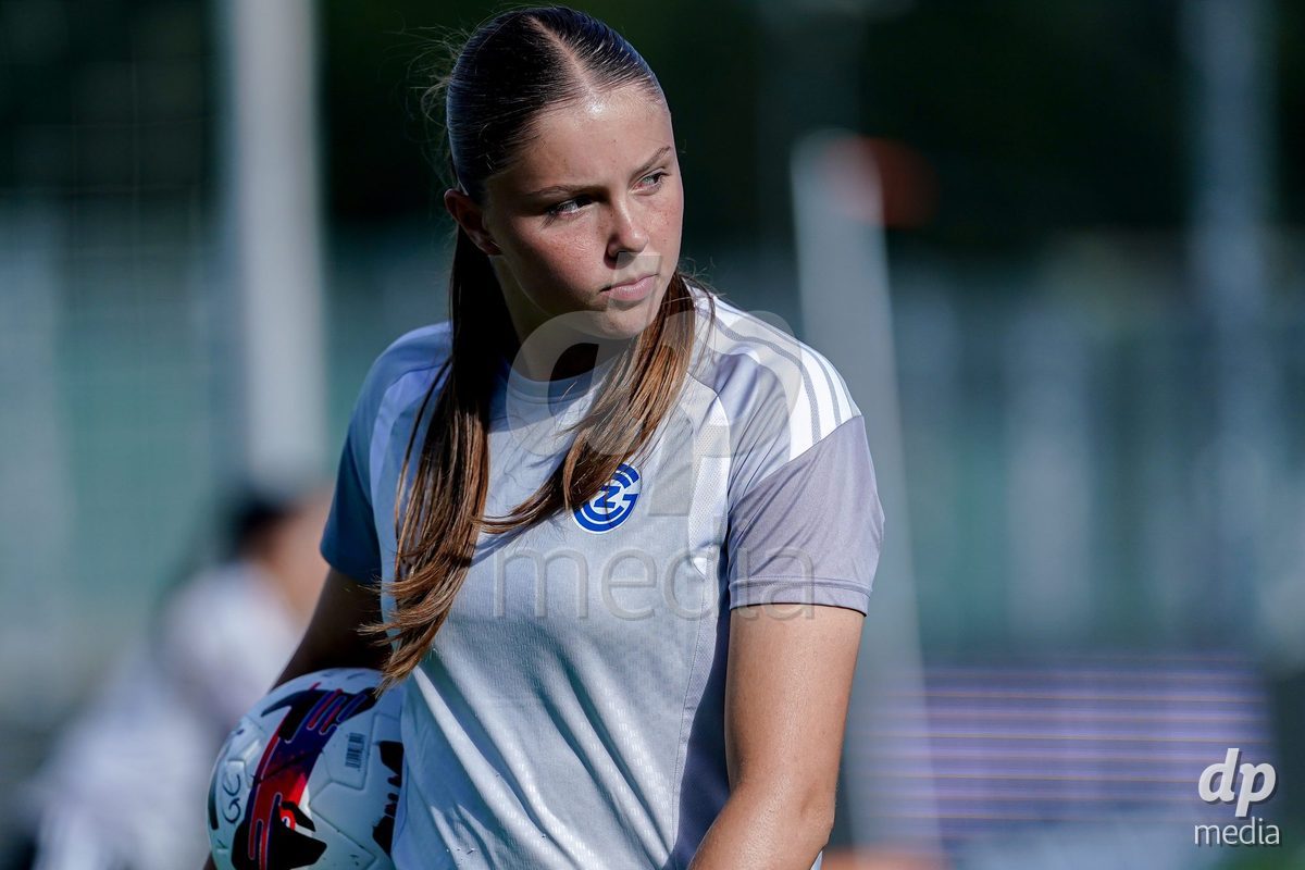 Yverdon-les-Bains, Switzerland - August 29: Players of GC Frauenfussball warming up during the AXA Women's Super League match between FC Yverdon Women and GC Frauenfussball at Stade Municipal on August 29, 2026 in Yverdon-les-Bains, Switzerland.