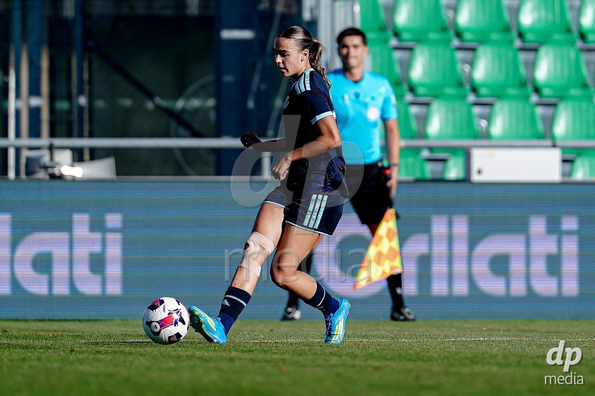 Yverdon-les-Bains, Switzerland - August 29: Emma Egli of GC Frauenfussball in action during the AXA Women's Super League match between FC Yverdon Women and GC Frauenfussball at Stade Municipal on August 29, 2026 in Yverdon-les-Bains, Switzerland.
