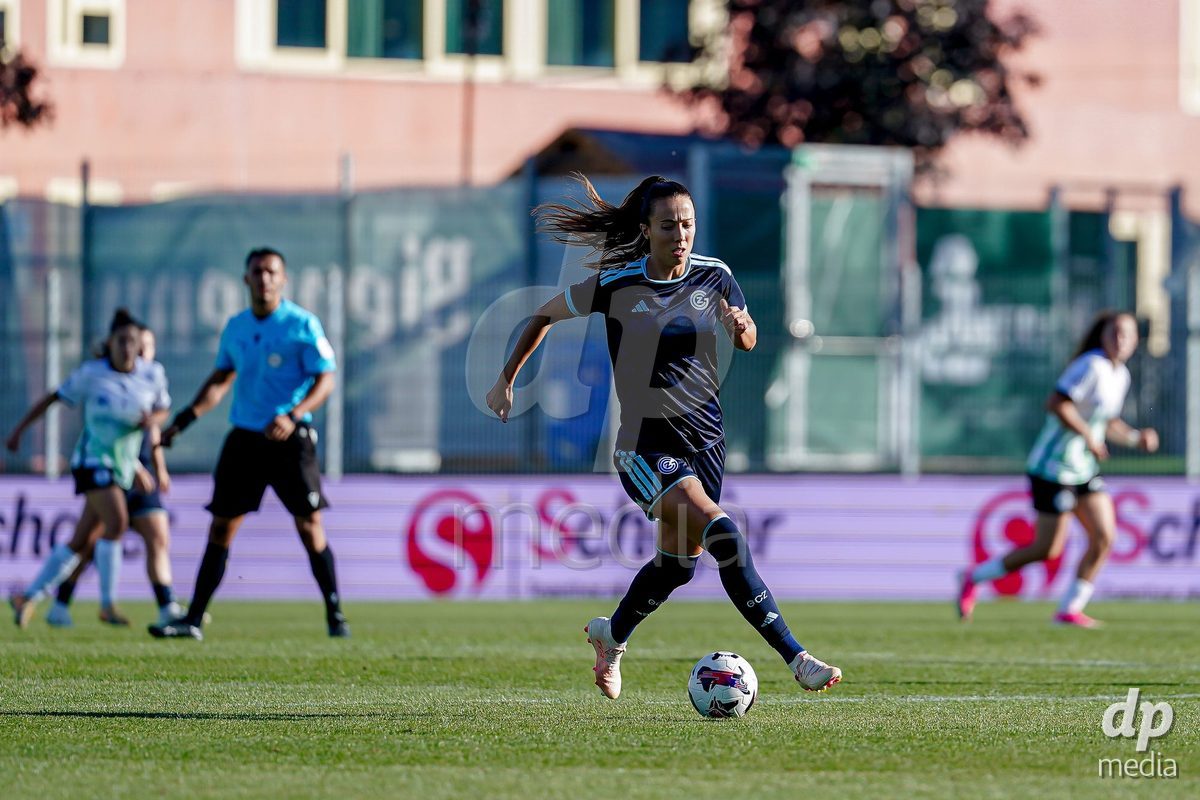 Yverdon-les-Bains, Switzerland - August 29:Marta Cazalla of GC Frauenfussball in action during the AXA Women's Super League match between FC Yverdon Women and GC Frauenfussball at Stade Municipal on August 29, 2026 in Yverdon-les-Bains, Switzerland.
