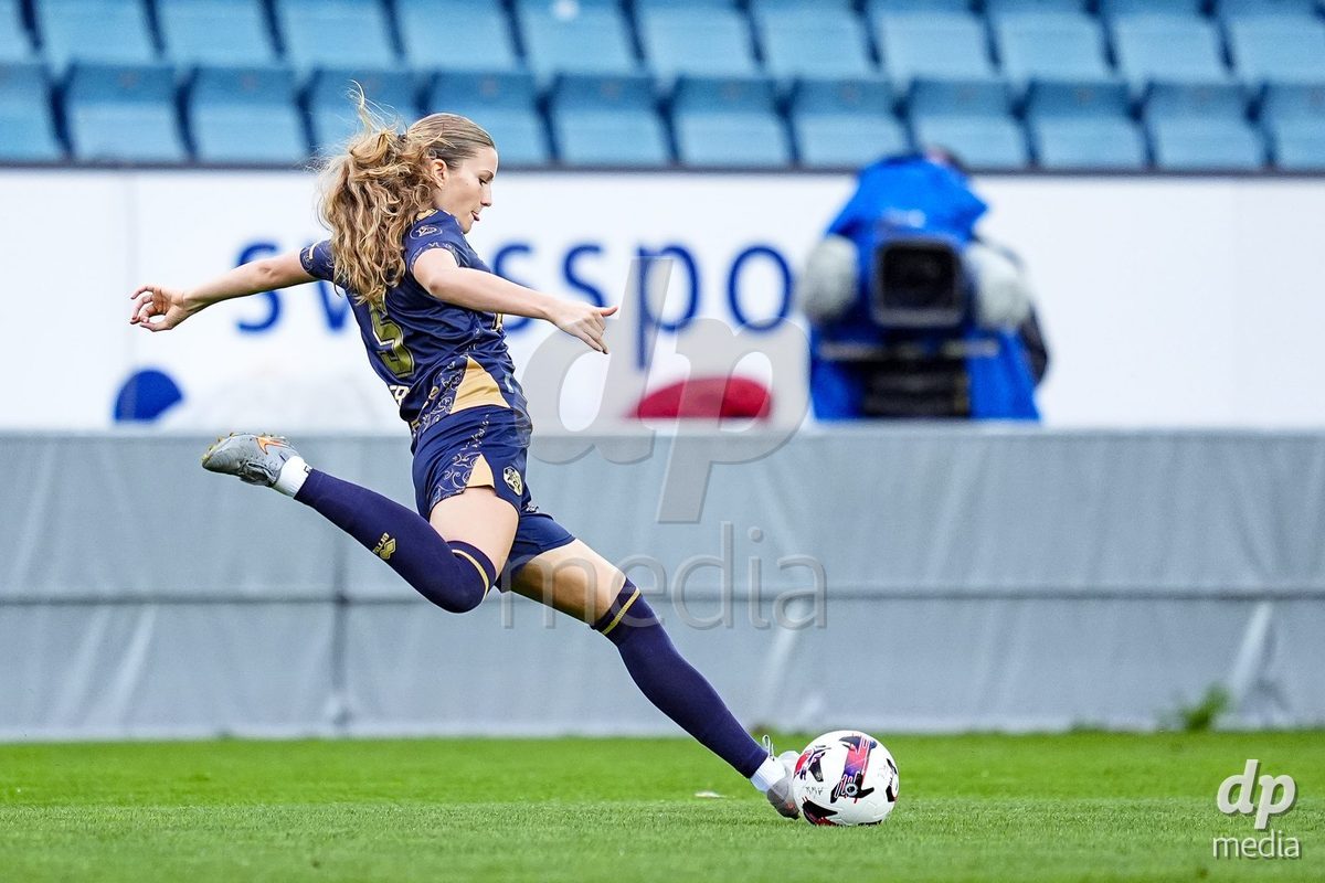Luzern, Switzerland - August 28: Valentina Gerlof of FC Luzern shoots the ball during the AXA Women's Super League match between FC Luzern and FC St. Gallen 1879 at thermoplan arena on August 28, 2026 in Luzern, Switzerland.