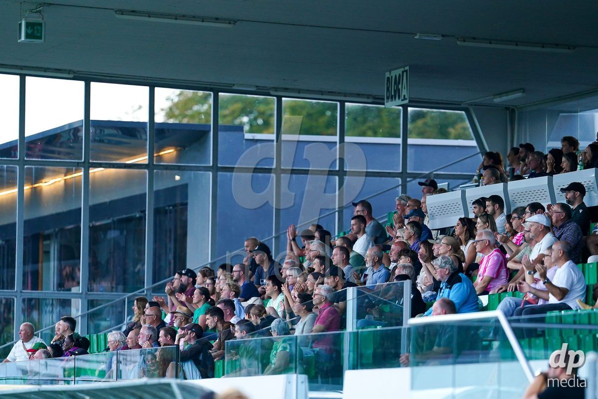 Yverdon-les-Bains, Switzerland - August 29: Tribune with fans during the AXA Women's Super League match between FC Yverdon Women and GC Frauenfussball at Stade Municipal on August 29, 2026 in Yverdon-les-Bains, Switzerland.