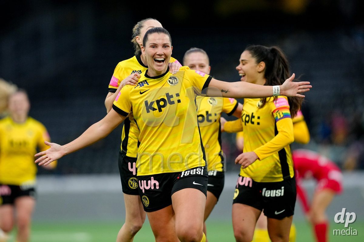 Schweiz: AXA Women's Super League 2025/26, BSC YB Frauen vs FC Thun - Stadion Wankdorf, Bern: Maria Jimenez Gutierrez (4 YB Frauen) jubelt nach ihrem Tor