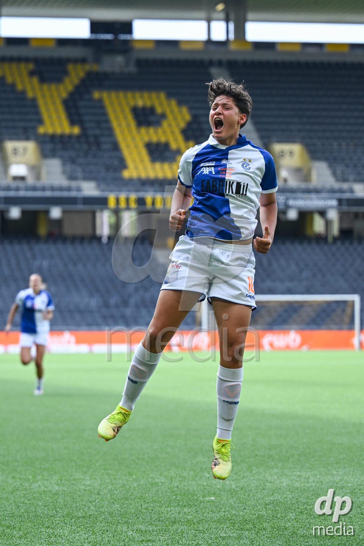 17/05/2025, Bern, Stadion Wankdorf, Women's Super League Final 2: BSC YB Frauen - GC Frauenfussball,  #16 Emanuela Pfister (Grasshopper Club Zurich) celebrates her goal