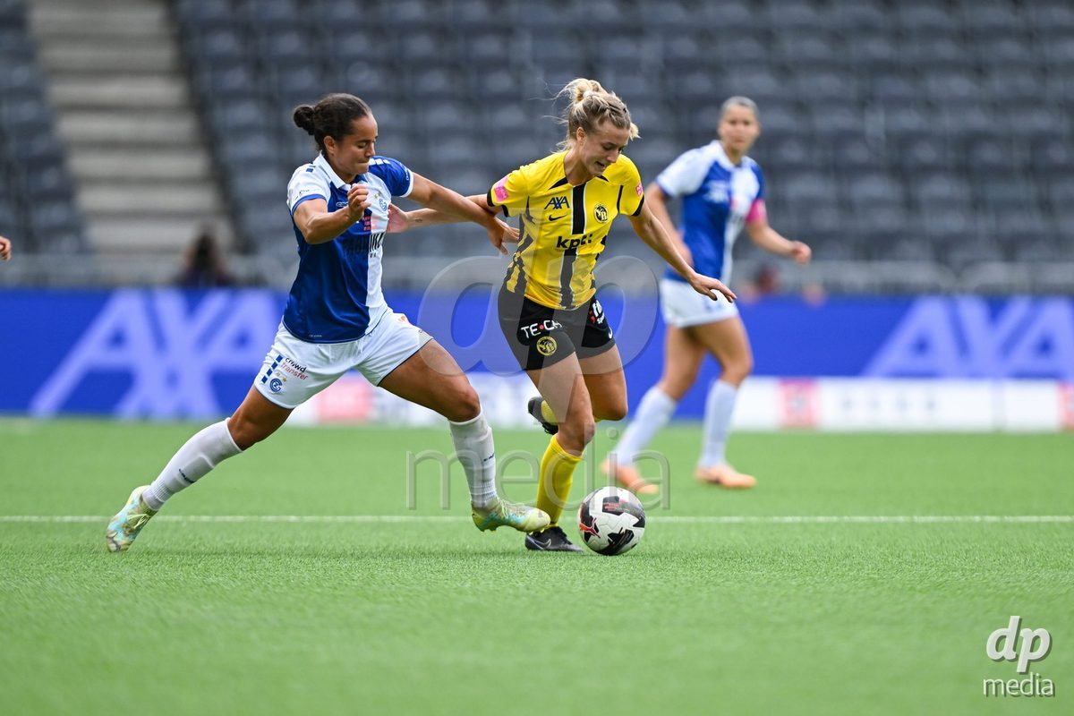 17/05/2025, Bern, Stadion Wankdorf, Women's Super League Final 2: BSC YB Frauen - GC Frauenfussball, #12 Athena Kuehn (Young Boys) in duel with #12 Kayla Jay Mckenna (GC)