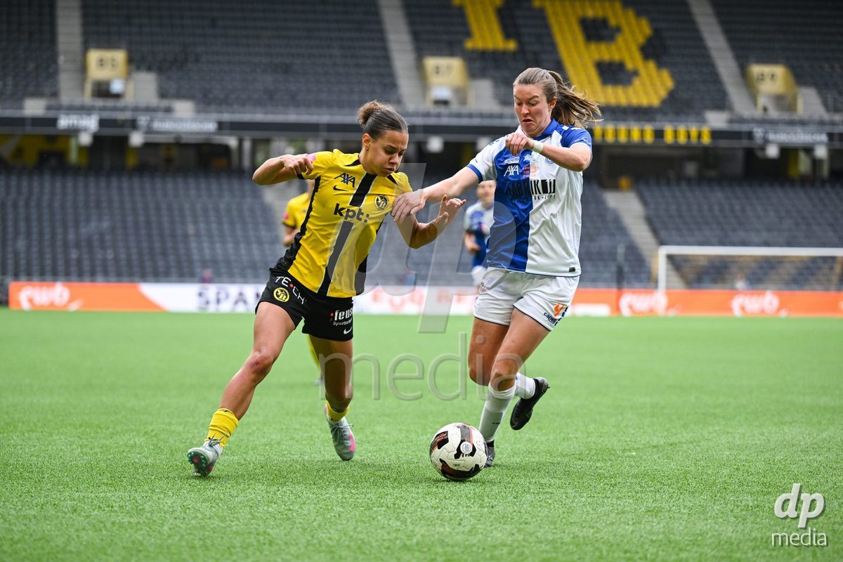 17/05/2025, Bern, Stadion Wankdorf, Women's Super League Final 2: BSC YB Frauen - GC Frauenfussball,  #10 Iman Beney (BSC YB Frauen, left) against #4 Victoria Laino (Grasshopper Club Zurich, right)