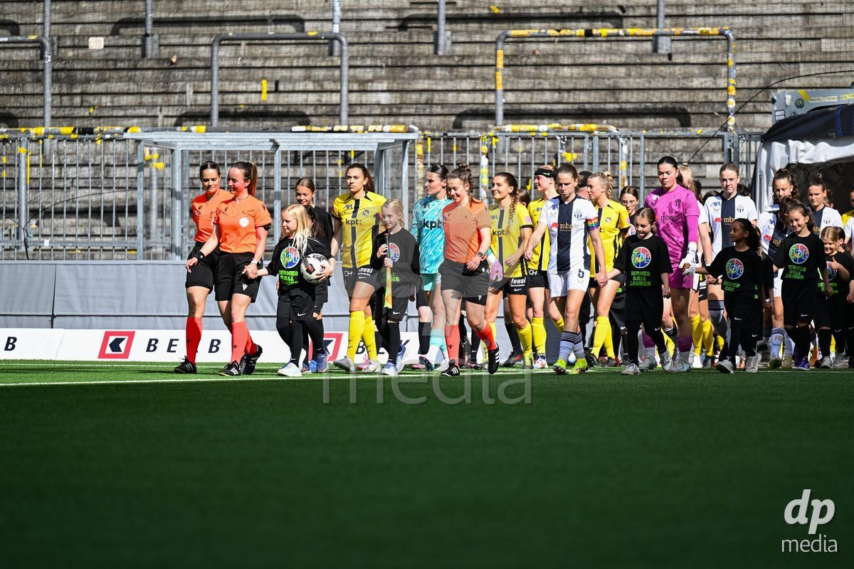 Walk in before the Axa Womens Super League Football game between BSC Young Boys Frauen and FC Zürich Frauen at Wankdorf Stadium in Bern, Switzerland.