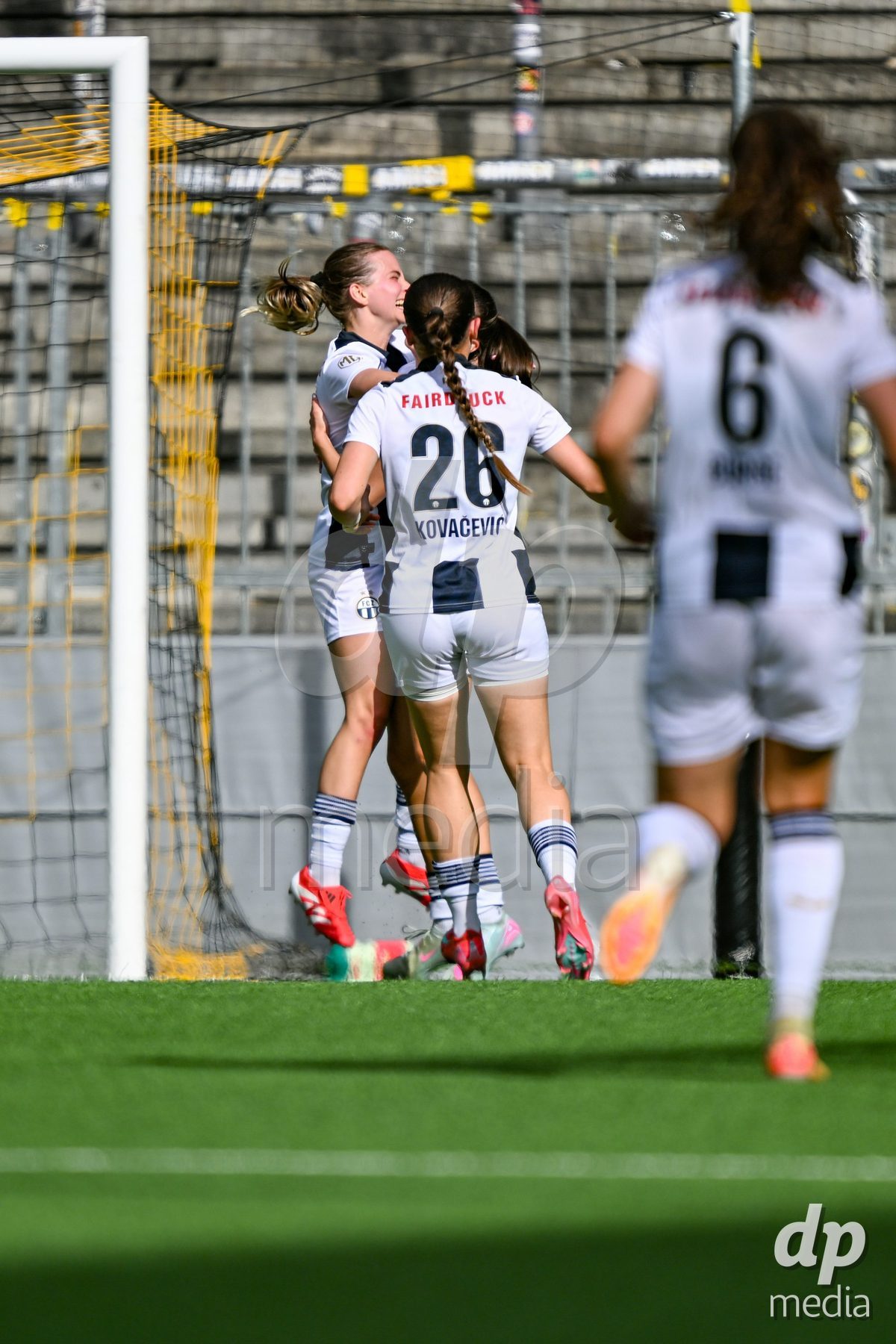 Borbala Dora Vincze (19 Zurich) celebrates her goal with Sanja Kovacevic (26 Zurich) during the Axa Womens Super League Football game between BSC Young Boys Frauen and FC Zürich Frauen at Wankdorf Stadium in Bern, Switzerland.