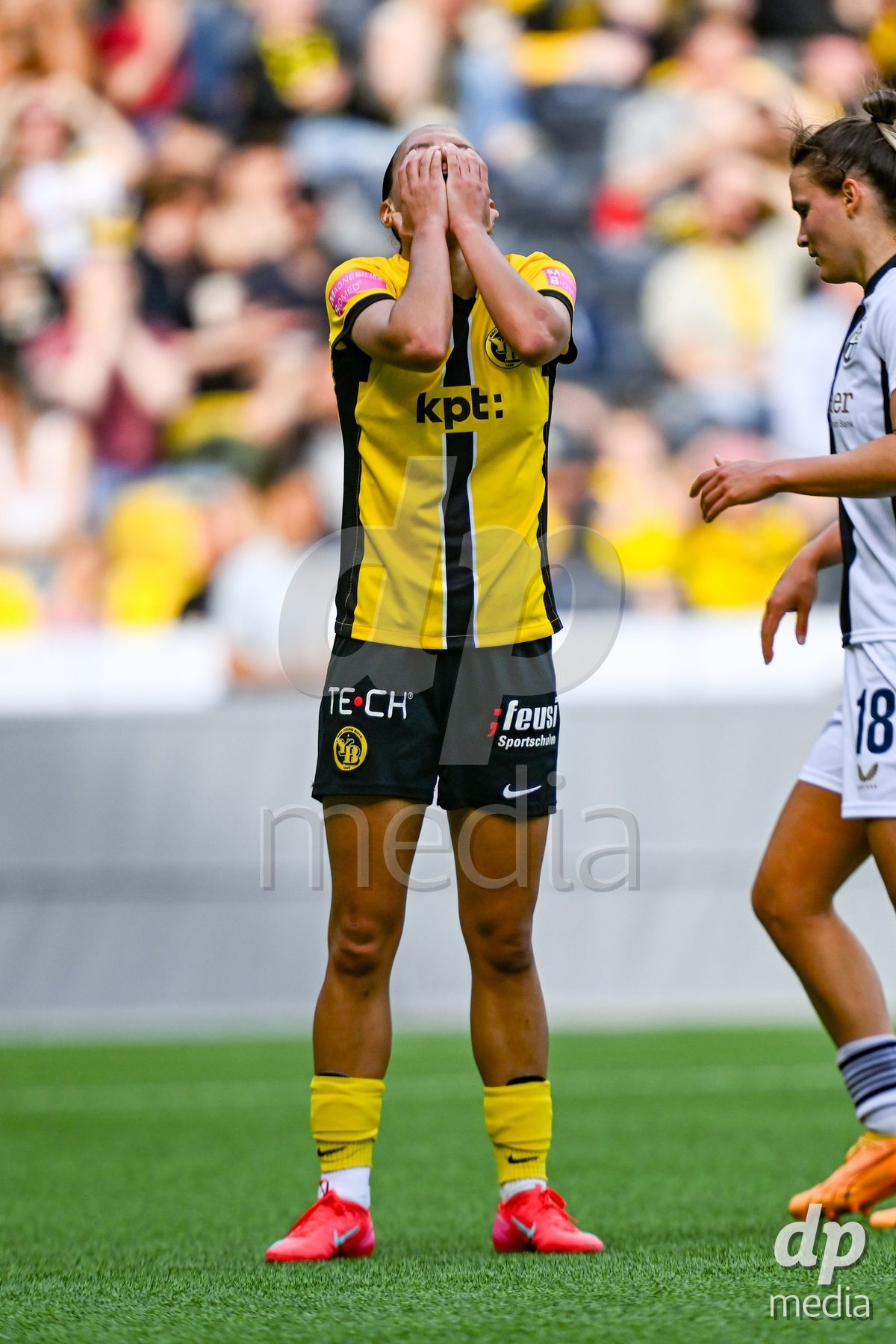 Iman Beney (Young Boys) after big chance during the Axa Womens Super League Football game between BSC Young Boys Frauen and FC Zürich Frauen at Wankdorf Stadium in Bern, Switzerland.