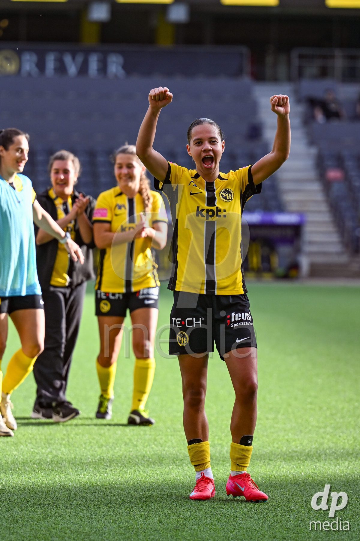Iman Beney (Young Boys) after wining the the Axa Womens Super League Football semifinal between BSC Young Boys Frauen and FC Zürich Frauen at Wankdorf Stadium in Bern, Switzerland.