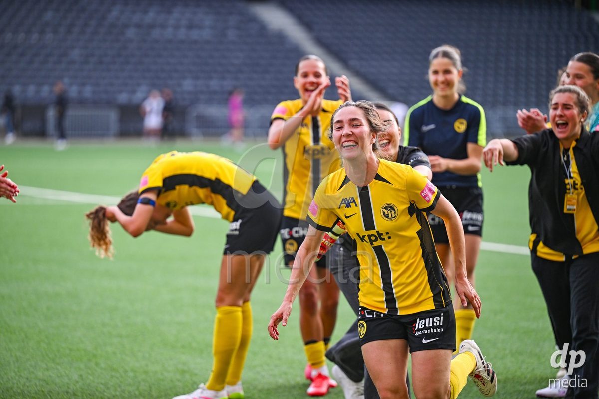 Audrey Remy (19 Young Boys) after wining the the Axa Womens Super League Football semifinal between BSC Young Boys Frauen and FC Zürich Frauen at Wankdorf Stadium in Bern, Switzerland.