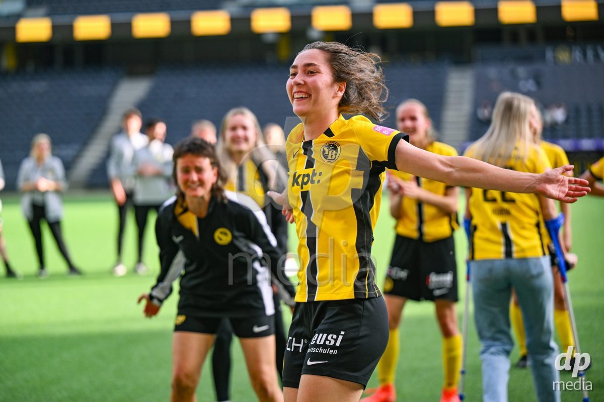 Audrey Remy (19 Young Boys) after wining the the Axa Womens Super League Football semifinal between BSC Young Boys Frauen and FC Zürich Frauen at Wankdorf Stadium in Bern, Switzerland.