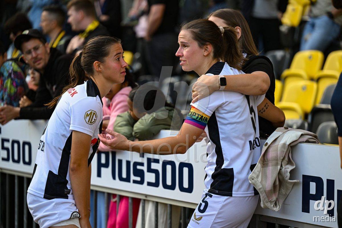 Naomi Megroz (5 Zurich) and Amelie Schuster (8 Zurich) after loosing the the Axa Womens Super League Football semifinal between BSC Young Boys Frauen and FC Zürich Frauen at Wankdorf Stadium in Bern, Switzerland.