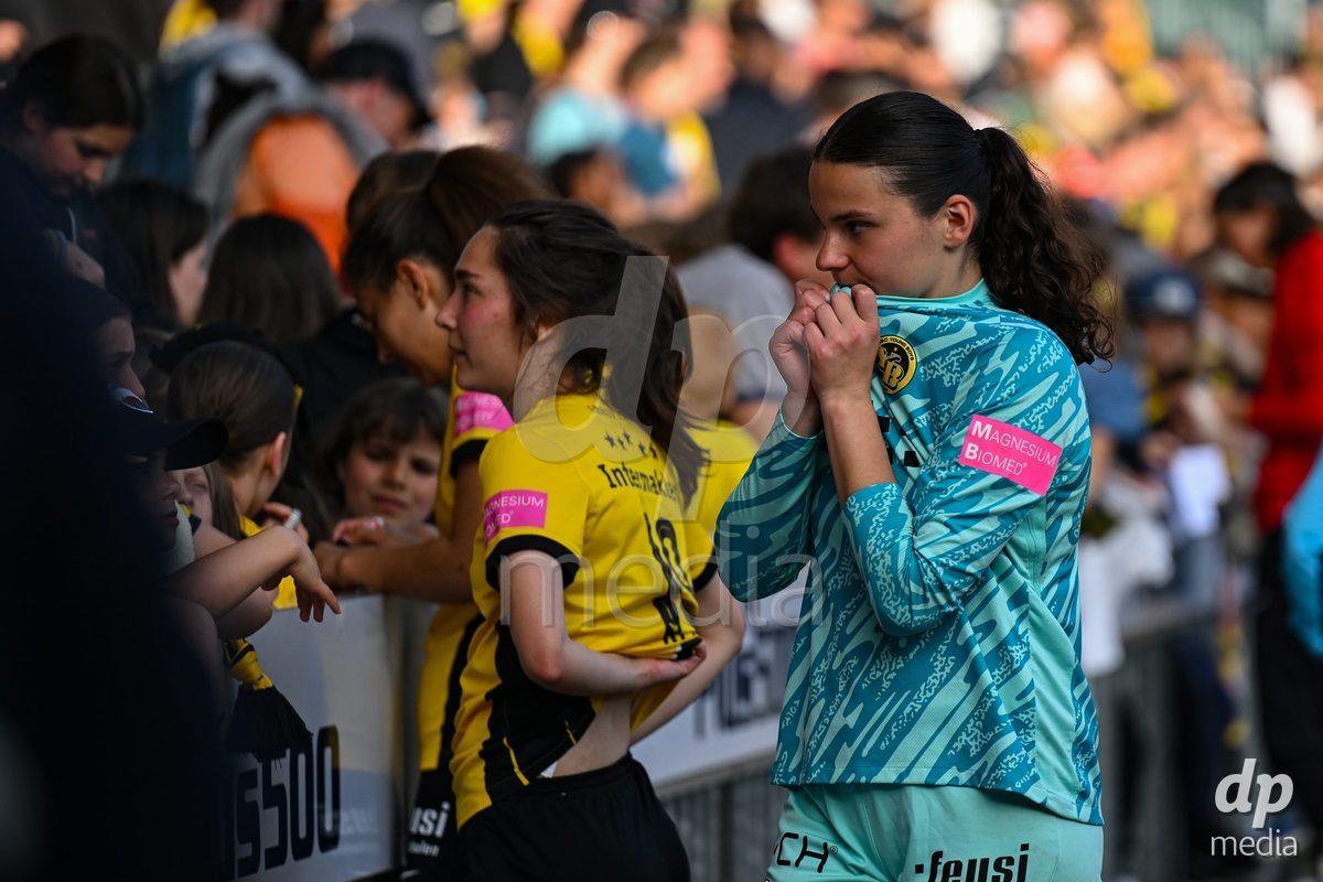 Tamara Biedermann (27 Young Boys) after wining the the Axa Womens Super League Football semifinal between BSC Young Boys Frauen and FC Zürich Frauen at Wankdorf Stadium in Bern, Switzerland.