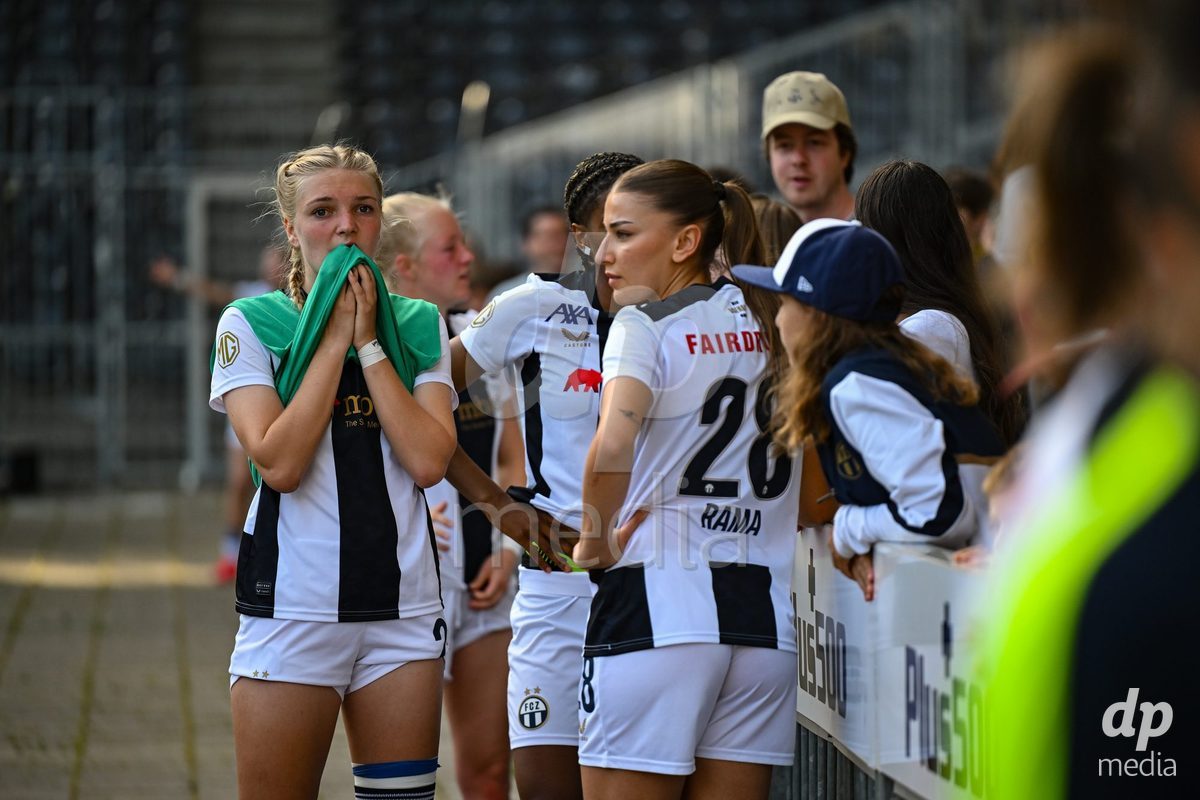 Alketa Rama (28 Zurich) and Romy Baraniak (25 Zurich) after loosing the the Axa Womens Super League Football semifinal between BSC Young Boys Frauen and FC Zürich Frauen at Wankdorf Stadium in Bern, Switzerland.