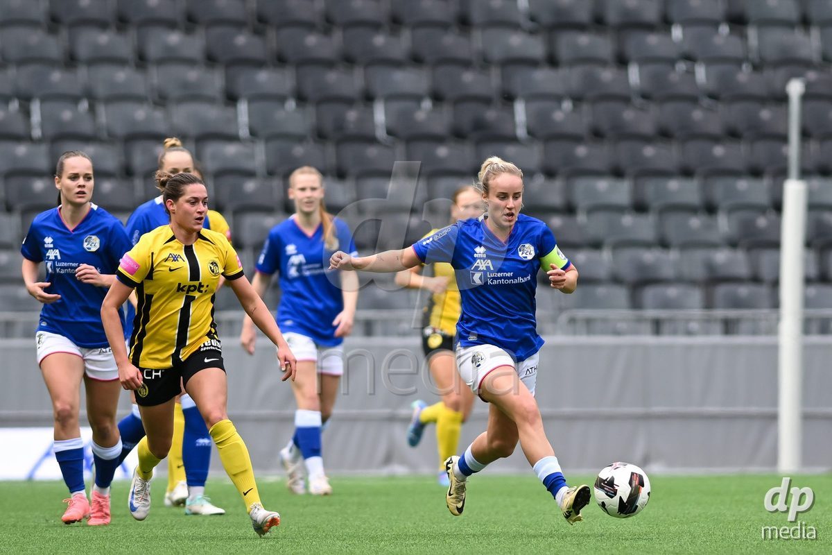 29/09/2024, Bern, Stadion Wankdorf, Women's Super League: BSC YB Frauen - FC Luzern, #16 Barbara Reger (FC Luzern), #18 Wibke Meister (BSC YB Frauen), #29 Rilana Ueltschi (FC Luzern), #8 Jamie Kenel (FC Luzern)