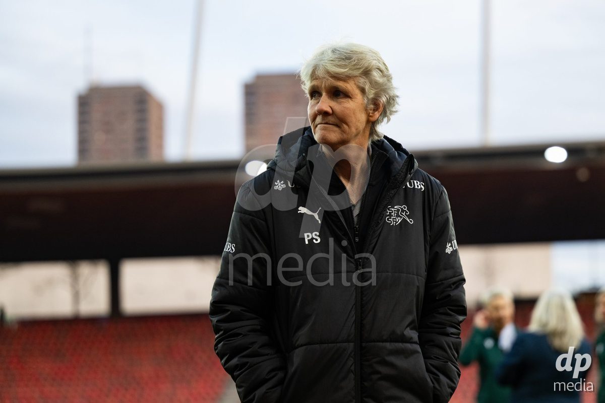 Coach Pia Sundhage (Switzerland) during the UEFA Women's Nations League game between Switzerland and Island at Stadion Letzigrund in Zurich, Switzerland.