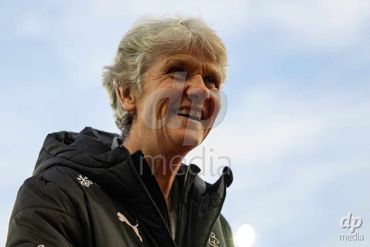 Coach Pia Sundhage (Switzerland) before the UEFA Women's Nations League game between Switzerland and Island at Stadion Letzigrund in Zurich, Switzerland.