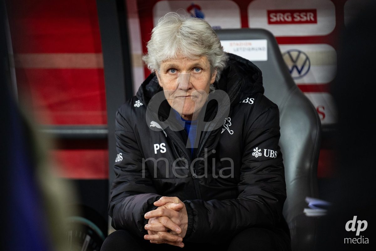 Coach Pia Sundhage (Switzerland) before the UEFA Women's Nations League game between Switzerland and Island at Stadion Letzigrund in Zurich, Switzerland.