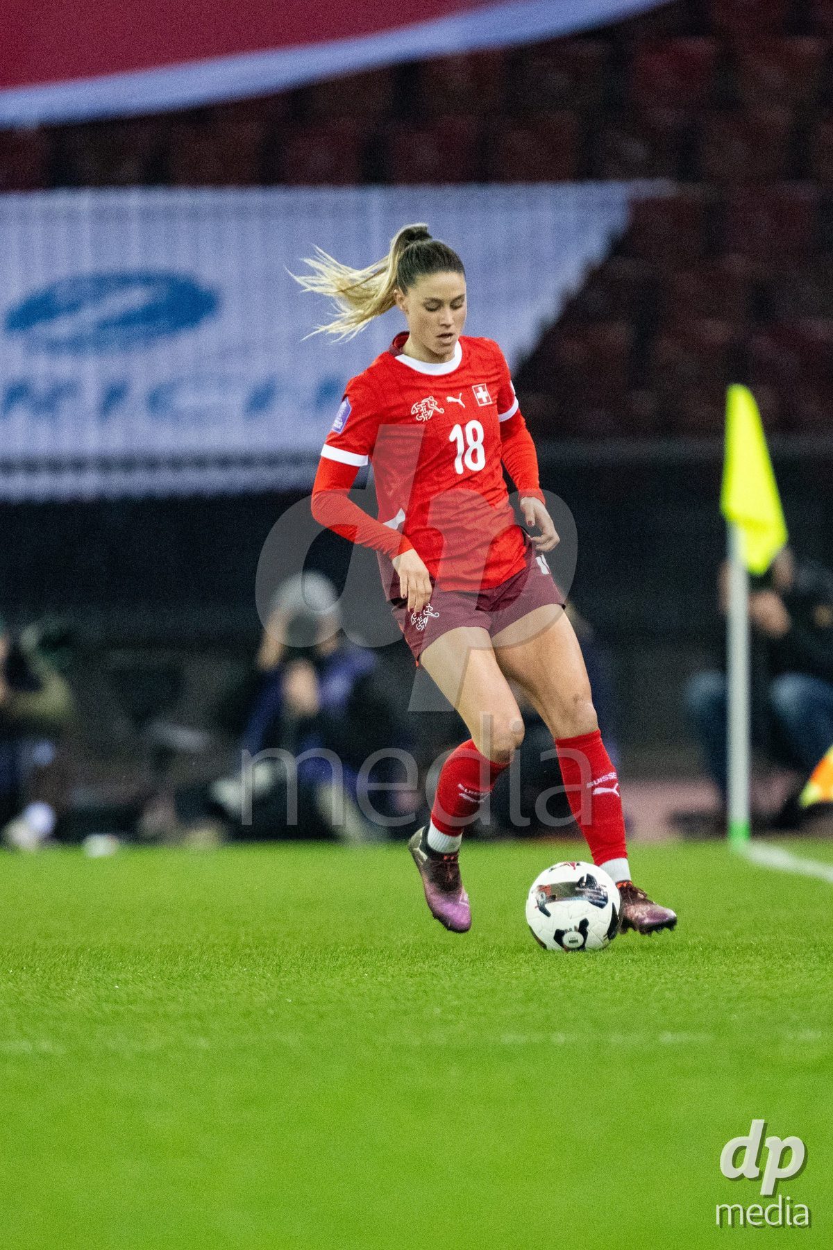 Viola Calligaris (18 Switzerland) during the UEFA Women's Nations League game between Switzerland and Island at Stadion Letzigrund in Zurich, Switzerland.