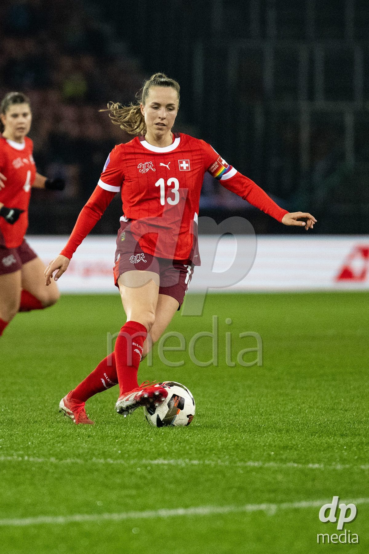 Lia Wälti (13 Switzerland) during the UEFA Women's Nations League game between Switzerland and Island at Stadion Letzigrund in Zurich, Switzerland.