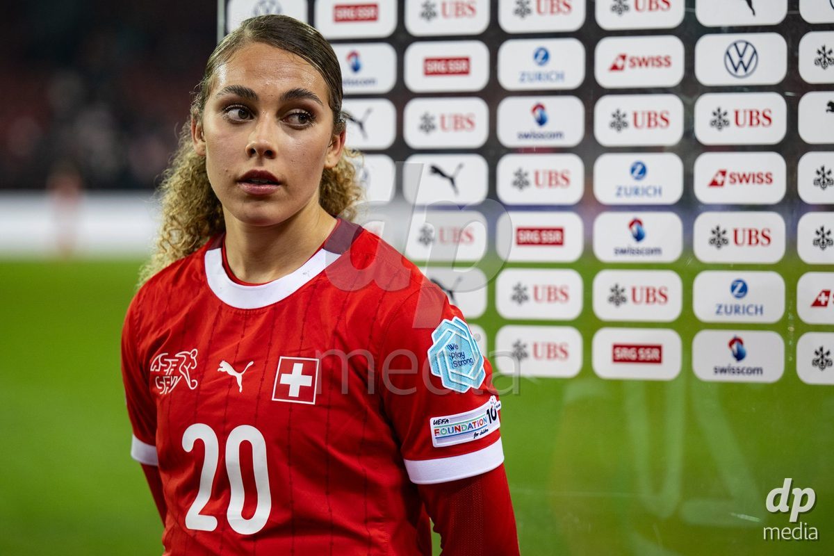 Alayah Pilgrim (20 Switzerland) after the UEFA Women's Nations League game between Switzerland and Island at Stadion Letzigrund in Zurich, Switzerland.