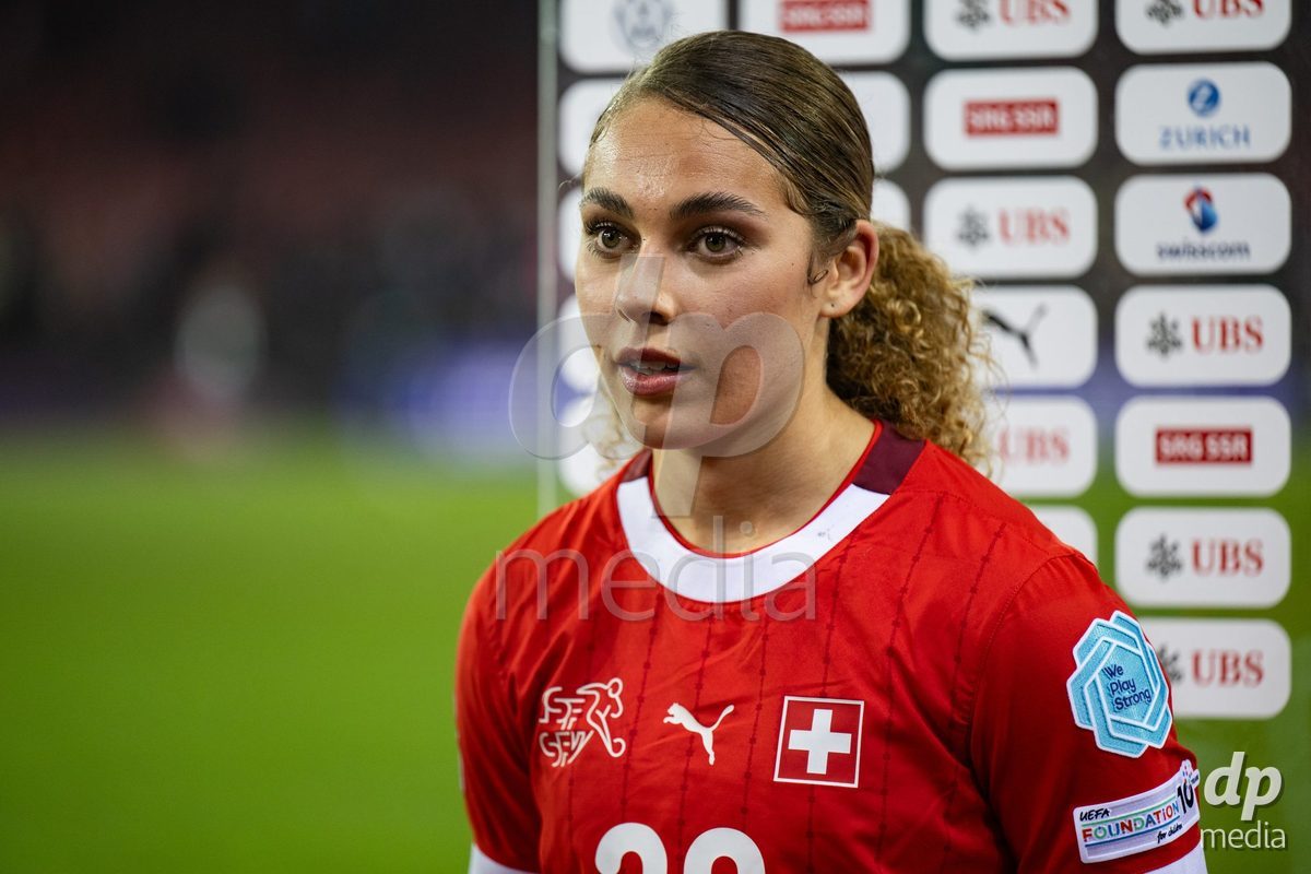 Alayah Pilgrim (20 Switzerland) after the UEFA Women's Nations League game between Switzerland and Island at Stadion Letzigrund in Zurich, Switzerland.