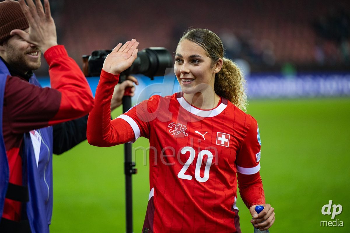 Alayah Pilgrim (20 Switzerland) after the UEFA Women's Nations League game between Switzerland and Island at Stadion Letzigrund in Zurich, Switzerland.