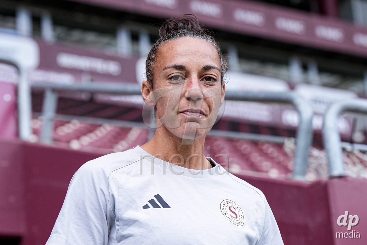 Geneva, Switzerland - September 2: Paula Serrano of Servette FC Chenois Feminin arrives prior to the UEFA Women's Champions League match between Servette FC Chenois Feminin and AC Sparta Praha at Stade de Geneve on September 2, 2026 in Geneva, Switzerland.