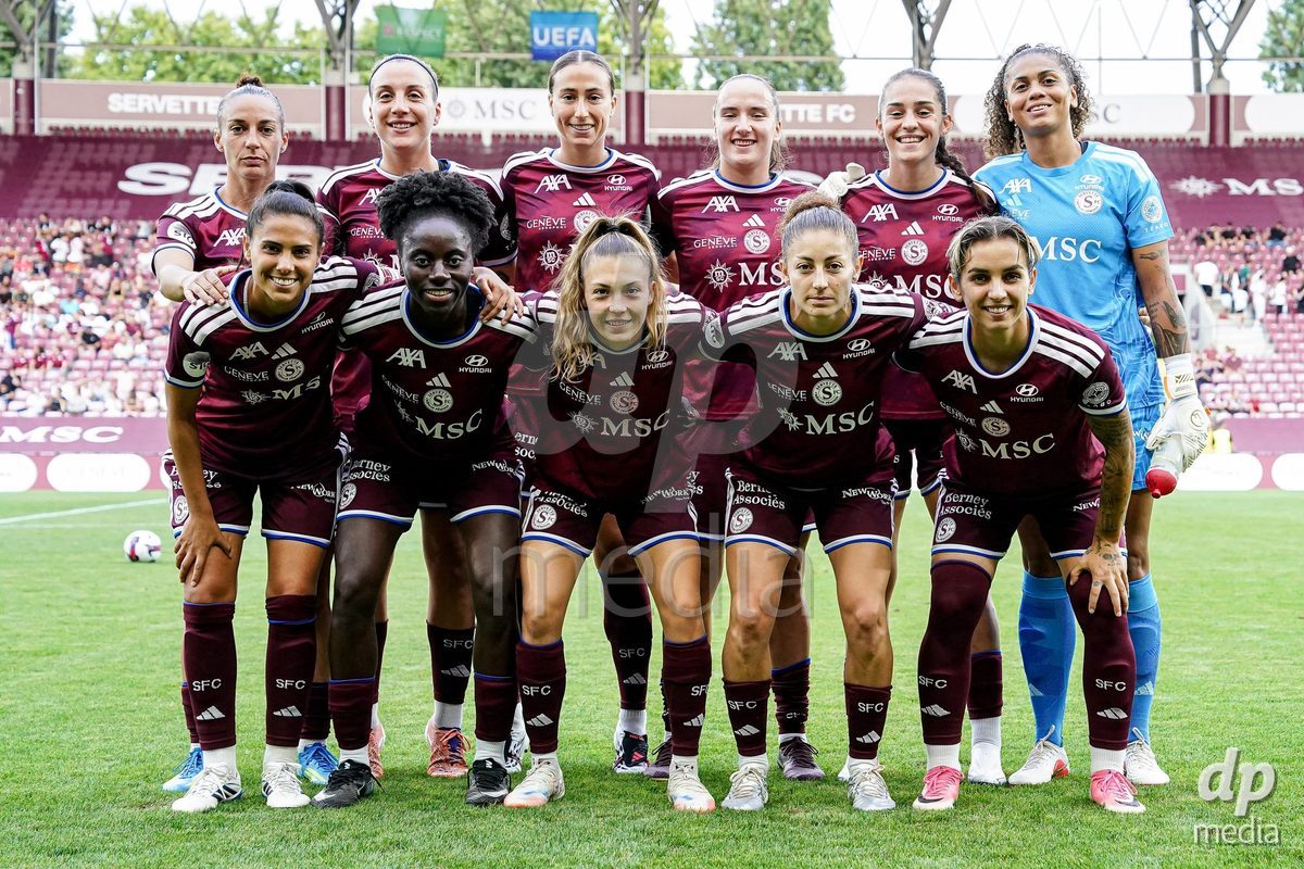 Geneva, Switzerland - September 2: Teamphoto of Servette during the UEFA Women's Champions League match between Servette FC Chenois Feminin and AC Sparta Praha at Stade de Geneve on September 2, 2026 in Geneva, Switzerland.