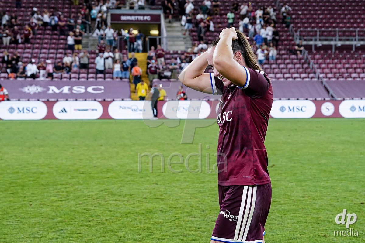 Geneva, Switzerland - September 2: Magdalena Izabela Sobal of Servette FC Chenois Feminin celebrates the victory during the UEFA Women's Champions League match between Servette FC Chenois Feminin and AC Sparta Praha at Stade de Geneve on September 2, 2026 in Geneva, Switzerland.