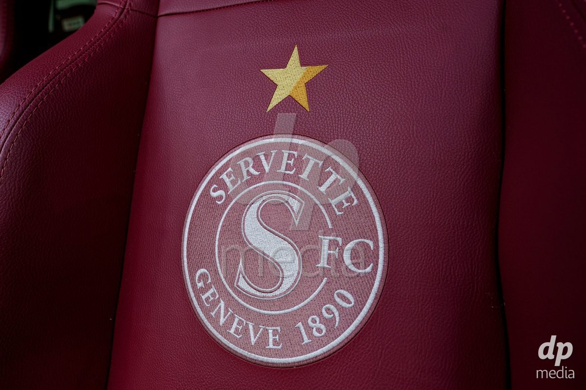 Geneva, Switzerland - September 2: Logo Servette shown prior to the UEFA Women's Champions League match between Servette FC Chenois Feminin and AC Sparta Praha at Stade de Geneve on September 2, 2026 in Geneva, Switzerland.