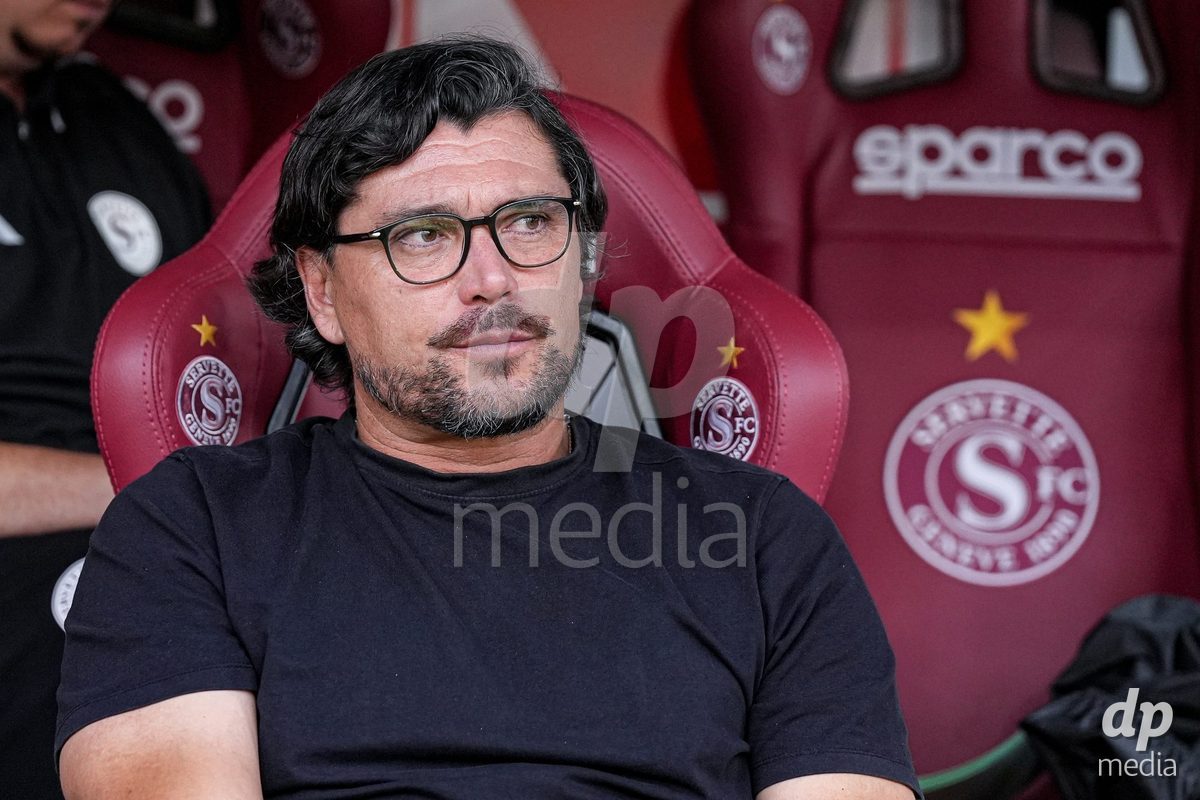 Geneva, Switzerland - September 2: Portrait (headshot/close up) of Cristian Damian Toro, Head Coach of Servette FC Chenois Feminin, during the UEFA Women's Champions League match between Servette FC Chenois Feminin and AC Sparta Praha at Stade de Geneve on September 2, 2026 in Geneva, Switzerland.